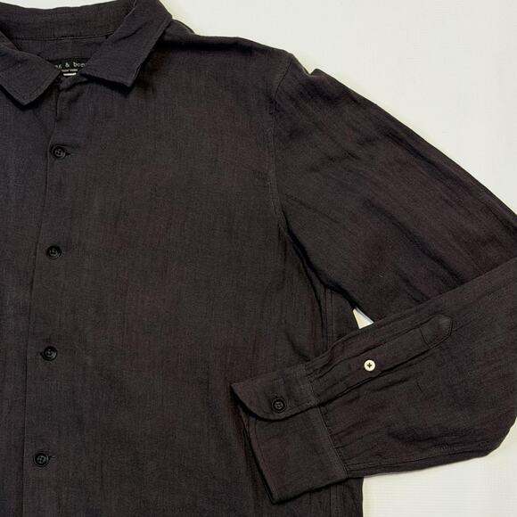 rag & bone Shirt Mens Medium Black Long Sleeve Button Front 100% Cotton Casual - Picture 2 of 12